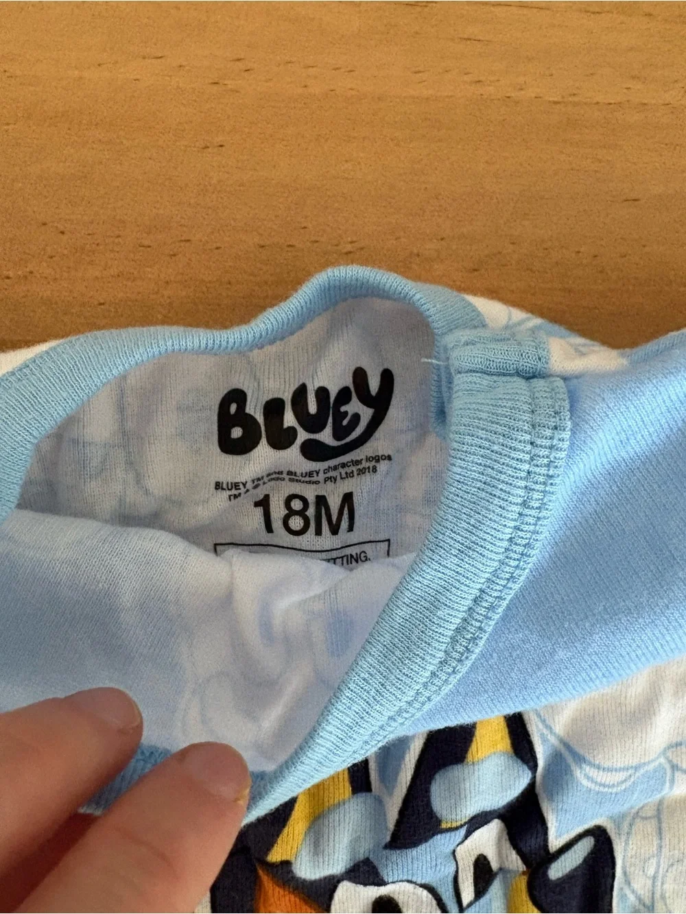 Bluey Print Kids One-Piece Pajama Set - Blue & White